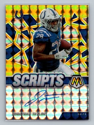 Jonathan Taylor 2021 Panini Mosaic #S-JOT Scripts Gold #/25 COLTS