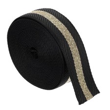 5Yards Nylon Webbing Strap, 38mm Striped Webbing Bag Strap, Black