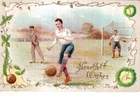 ANTIQUE GREETINGS Postcard     YOUNG MAN KICKING SOCCER BALL