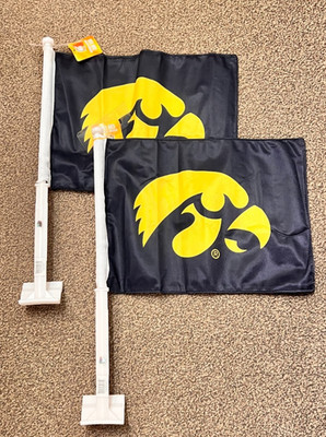 Iowa Hawkeyes Double Sided Car Truck Auto Vehicle Premium Flag 2 PACK SET