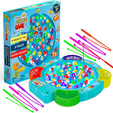 Fishing Game for Kids, 45 Fish and 8 Poles - Magnetic Fish Toy with Rotating Boa