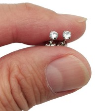 18K White Gold Filled Hypoallergenic 3mm Cubic Zirconia CZ Stud Post Earrings