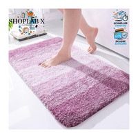 Badezimmerteppich Rutschfest Waschbar Mikrofaser 40X60 Cm Flauschig Lila