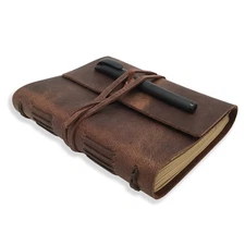 Leather Journal Writing Notebook - Genuine Leather Bound Daily Notepad for Me...