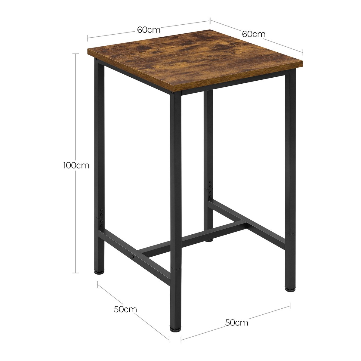 WOLTU BT27sz Bartafel Keukentafel Zwart in Spaanplaten en staal met 3 planken,Countertafel Bistrotafel modern 134x38x112cm