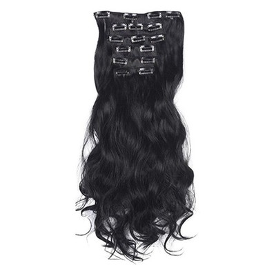 6 Stück Locken Haar Extensions Clip In Set 50 cm Länge für langanhaltende Loc