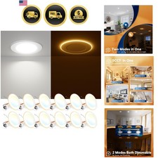 12 Pack 5/6 Inch 5CCT LED Recessed Can Light with Night Light, 2700K/3000K/40...