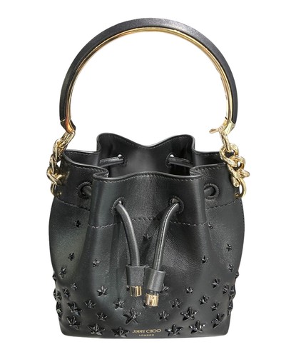 Jimmy Choo Bucket Black / Gold Shoulder Bag with Strap Women's #TFB14153