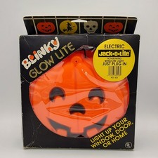 Vtg 1990’s Blinky Glow Lite Pumpkin Jack O Lantern Light Blow Mold Halloween 9x7