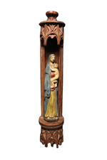 Scultura Madonna in legno del 1600 con Tabernacolo
