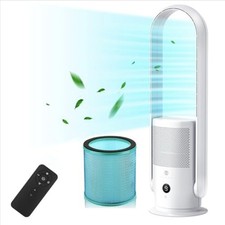 Bladeless Tower Fan with HEPA Air Purifier Quiet Cooling & Clean Air 80cm CR022