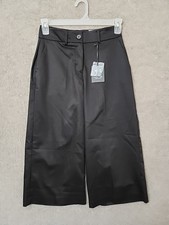Simply Vera Wang Capri Dress Pants Womens 4 Petite Black Wide Leg Stretch NEW