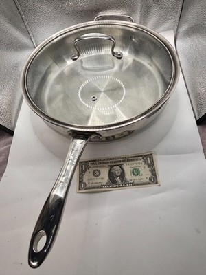 Belgique Classique 10549 Stainless Steel 12.5 Inch With Handle Clear Glass Lid