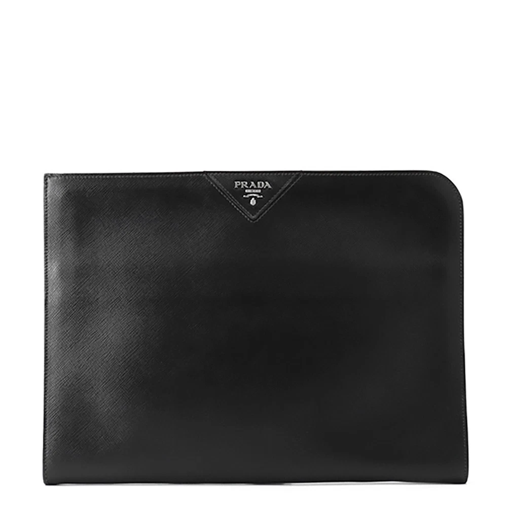 Prada — PRADA Clutch Bag Leather Black 2VN003