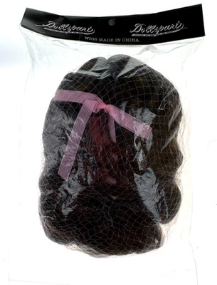 Dollspart 100% Synthetic Wig Light Brown 12 Pink Bow Ringlets Very Curly 01069