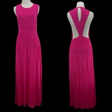 Gianni Bini Size S/M Open Back Maxi Dress Hot Pink Chic Daytime Event Sleek GB