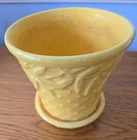 Vintage 50's Yellow McCOY Leaves Hobnail Pot w/ Attached Saucer