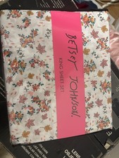 Betsey Johnson XOX Floral And Fall Leaves King Sheet Set NEW Htf 