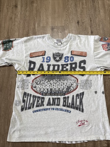 Vintage Long Gone 1980 Oakland Raiders 3/4 Sleeve T-shirt XL USA Single Stitch - Picture 12 of 21
