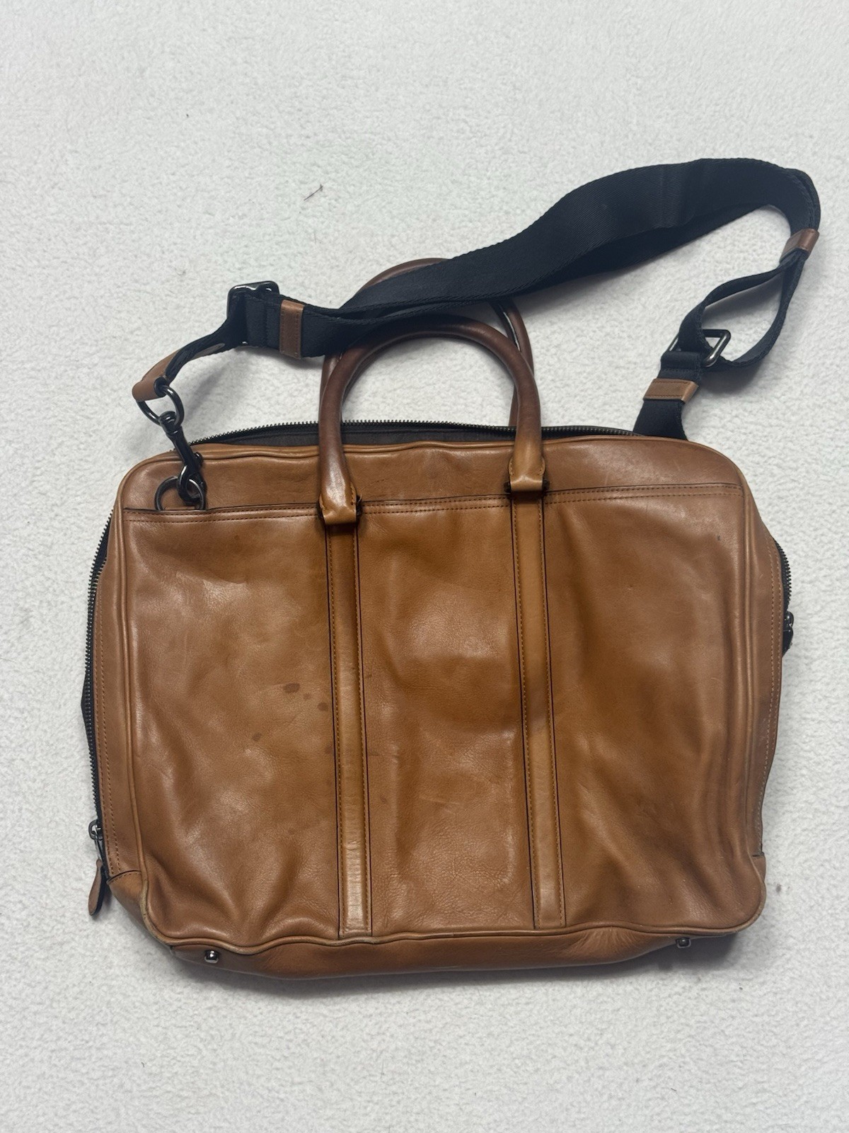 Coach New York Leather Briefcase Laptop Bag Brown Messenger Shoulder Strap