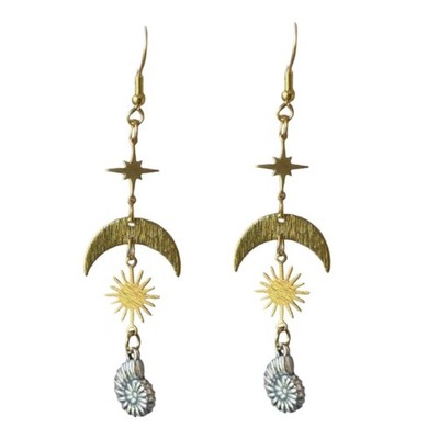 Sustainable Fashion Jewelry Moon Star Conch Dangle Earrings for Sensitive Skin