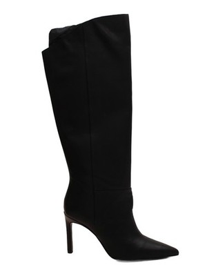 Karen Millen Damen Stiefel UK 5 Schwarz 100% Leder Reitstiefel Neu Mit Etikett