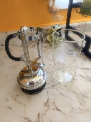 Starbucks Bodum French Press Barista Glass & Stainless Steel  9'' Tall 