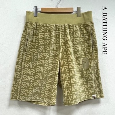 A Bathing Ape BAPE Monogram Velour Shorts Olivgrün L Herren Vintage
