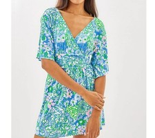 Lilly Pulitzer Parigi Knit Skort Romper, Sunwashed Blue Plumes In Bloom, Size M