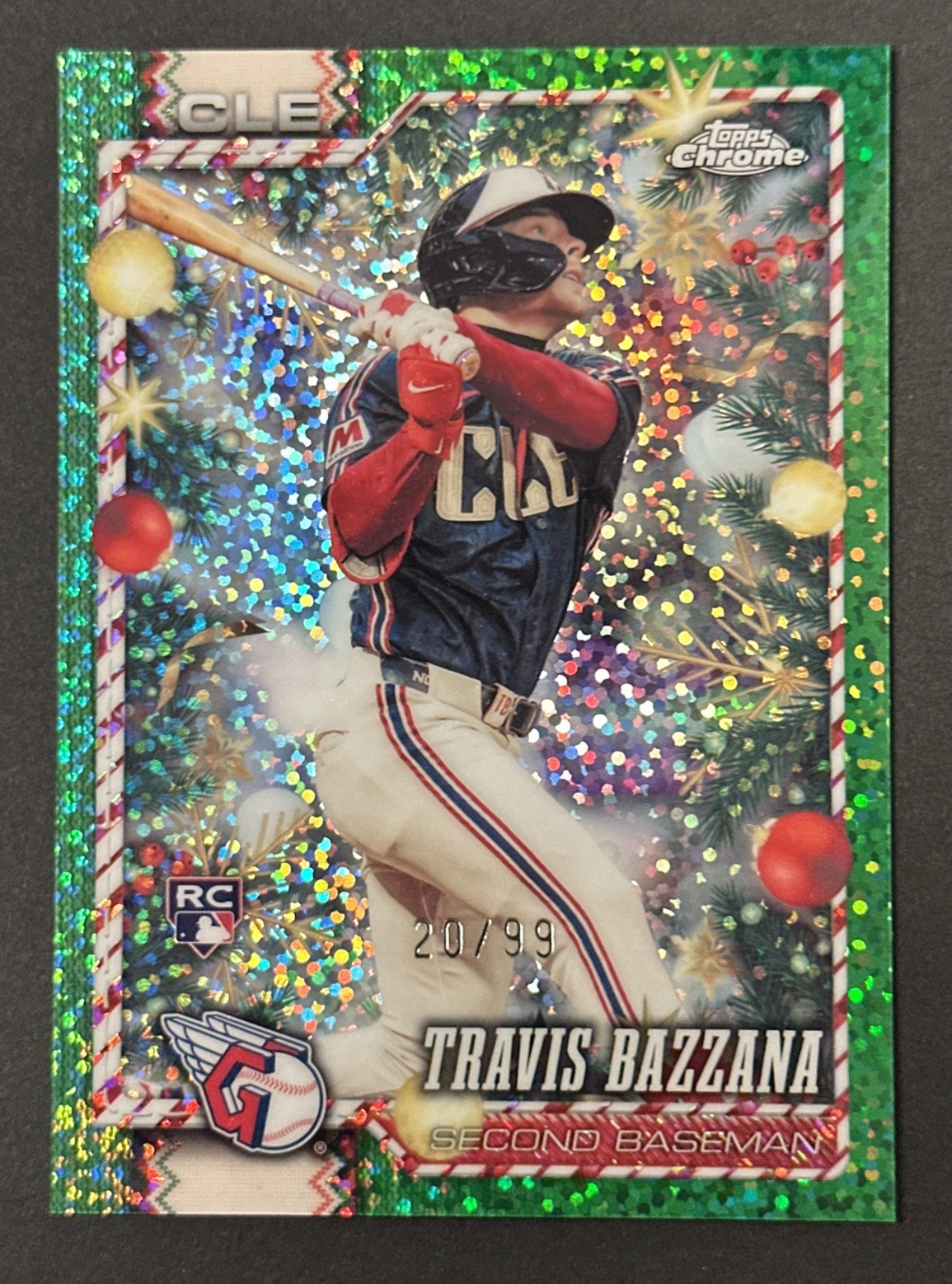 2026 Topps Chrome Holiday Travis Bazzana rookie RC Green Sparkle Glitter /99