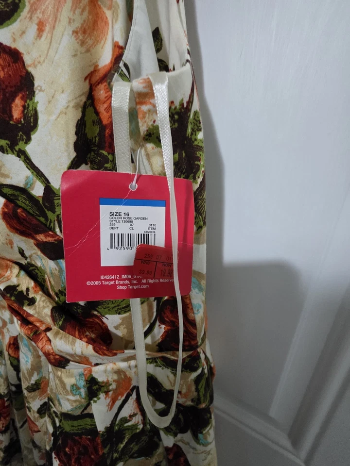 * RARO * VINTAGE * Vestido de jardín floral Isaac Mizrahi para Target - Talla 16 Nuevo con etiquetas Foto 3 de 4