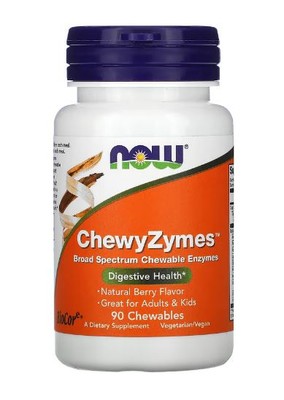 NOW FOODS CHEWYZYMES, NATURAL BERRY FLAVOR, 90 CHEWABLE TABLETS