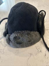 PORTOLANO BLACK FLEECE KIDS EARFLAP HAT W FAUX FUR LINING SZ 2-4 YR