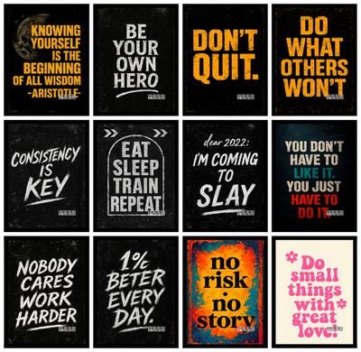 Motivierendes Zitat Poster Wandbild Fitnessstudio Büro Schlafzimmer Wohndeko A4 A3 A5