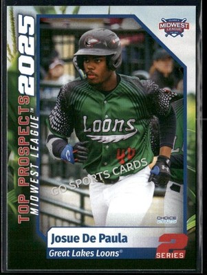 2025 Midwest Top Prospects MWL 2nd Josue De Paula RC Rookie Dodgers Minor
