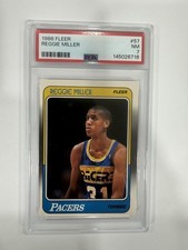 1988-89 Fleer Reggie Miller #57 (RC) PSA 7 Indiana Pacers HOF Rookie Card. rookie card picture