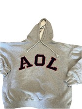 VTG AOL America On Line Long Sleeve Pullover Hoodie Gray