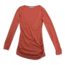 Michael Stars The Original Tee burnt orange Womens V-Neck Long Sleeve Shirt OSFM