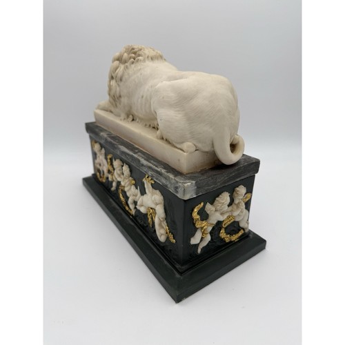 Caja Ataúd Grand Tour Resina León Canova Estilo Dorado Putti Decoración Neoclásica - Imagen 7 de 17