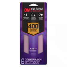 Pro Grade Precision 3 2/3 In. X 9 In. Extra Fine 400-Grit Sheet Sandpaper 6-Pac