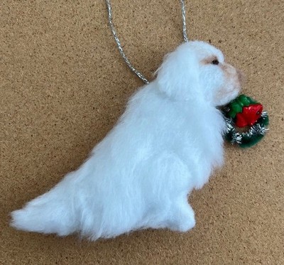 CLUMBER SPANIEL mit WEIHNACHTSKRANZ - Teil Nadelfilz HUND