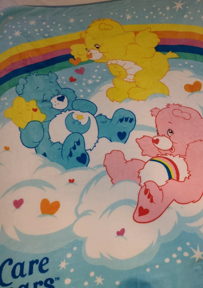 Manta de colección Care Bear Y2K 2003 Funshine Cheer Bedtime arco iris felpa polar 5'x4' Foto 2 de 4