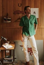 Richter Goods Summer Sawtooth Pearl Snap Shortsleeve Shirt XL Green