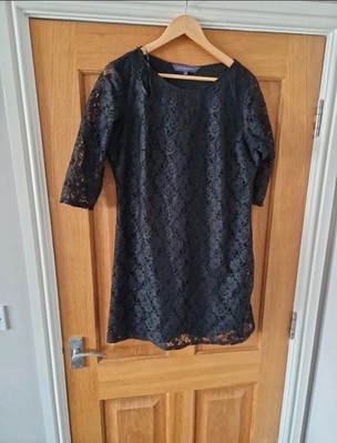 Autonomy lace dress size 14 black shift dress floral party evening occasion