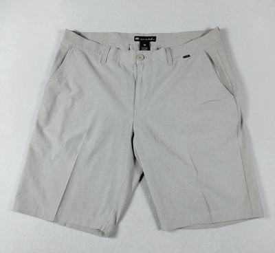 Travis Mathew Beck Shorts Mens 38 Gray Chino Golf Stretch Micro Check