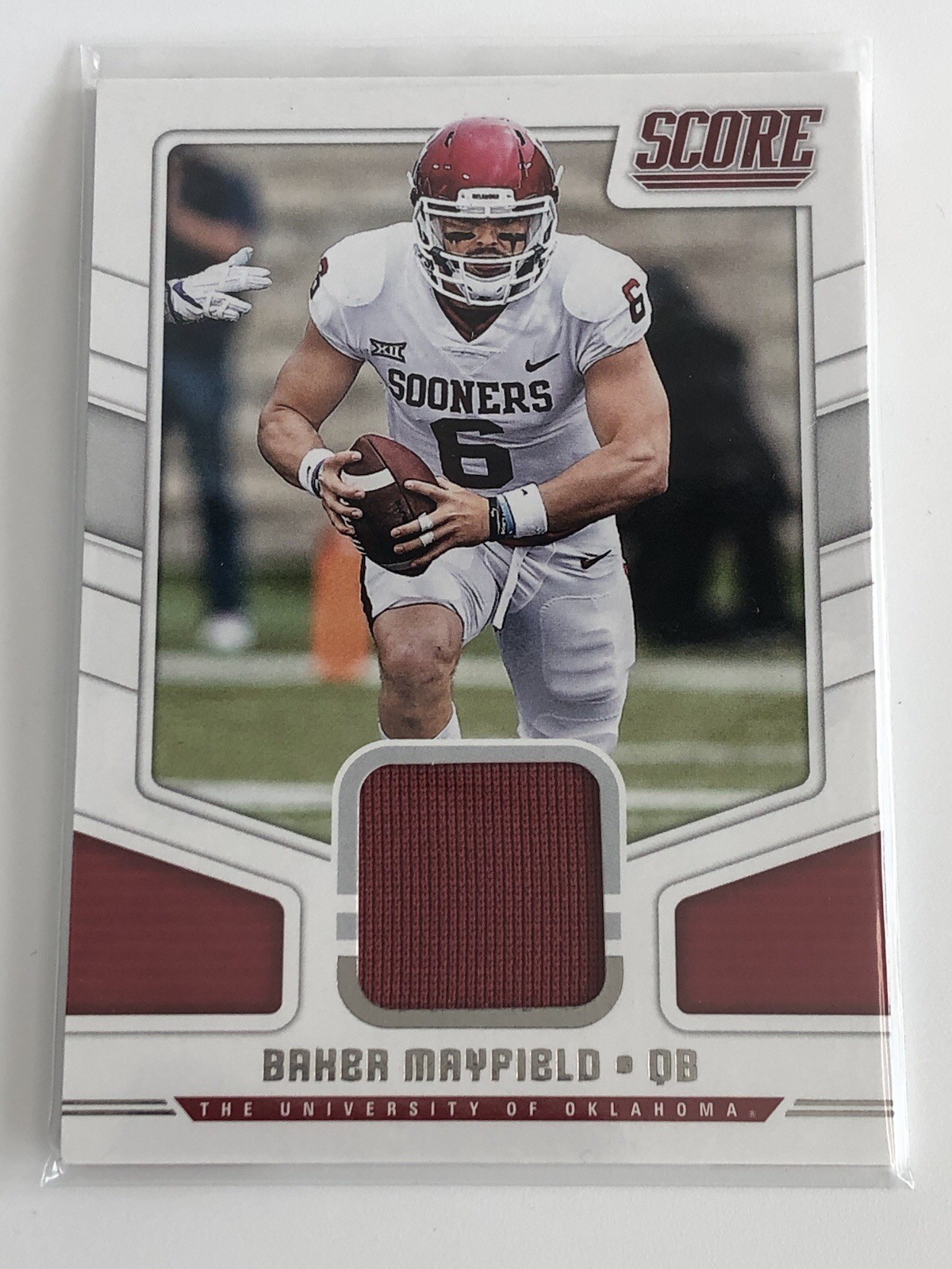 2018 Panini Score Baker Mayfield #3 Rookie Player-worn material Bucs/Sooners