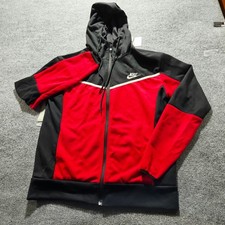 Nike Tech Fleece Full-Zip Hoodie Black Red Medium Youth