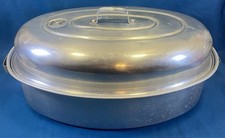 VINTAGE 1950's COMET ALUMINUM ROASTING PAN W/LID, LARGE 16" X 12", Made in USA