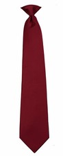 Men's Solid Burgundy Clip On Necktie Business School Wedding Party Occasion