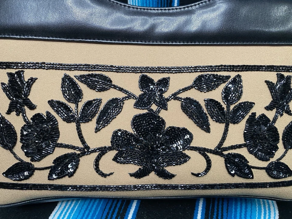 Isabella Fiore Sequin Hand Beaded Large Leather Clutch/Purse Unique & Beautiful. - Image 2 of 4